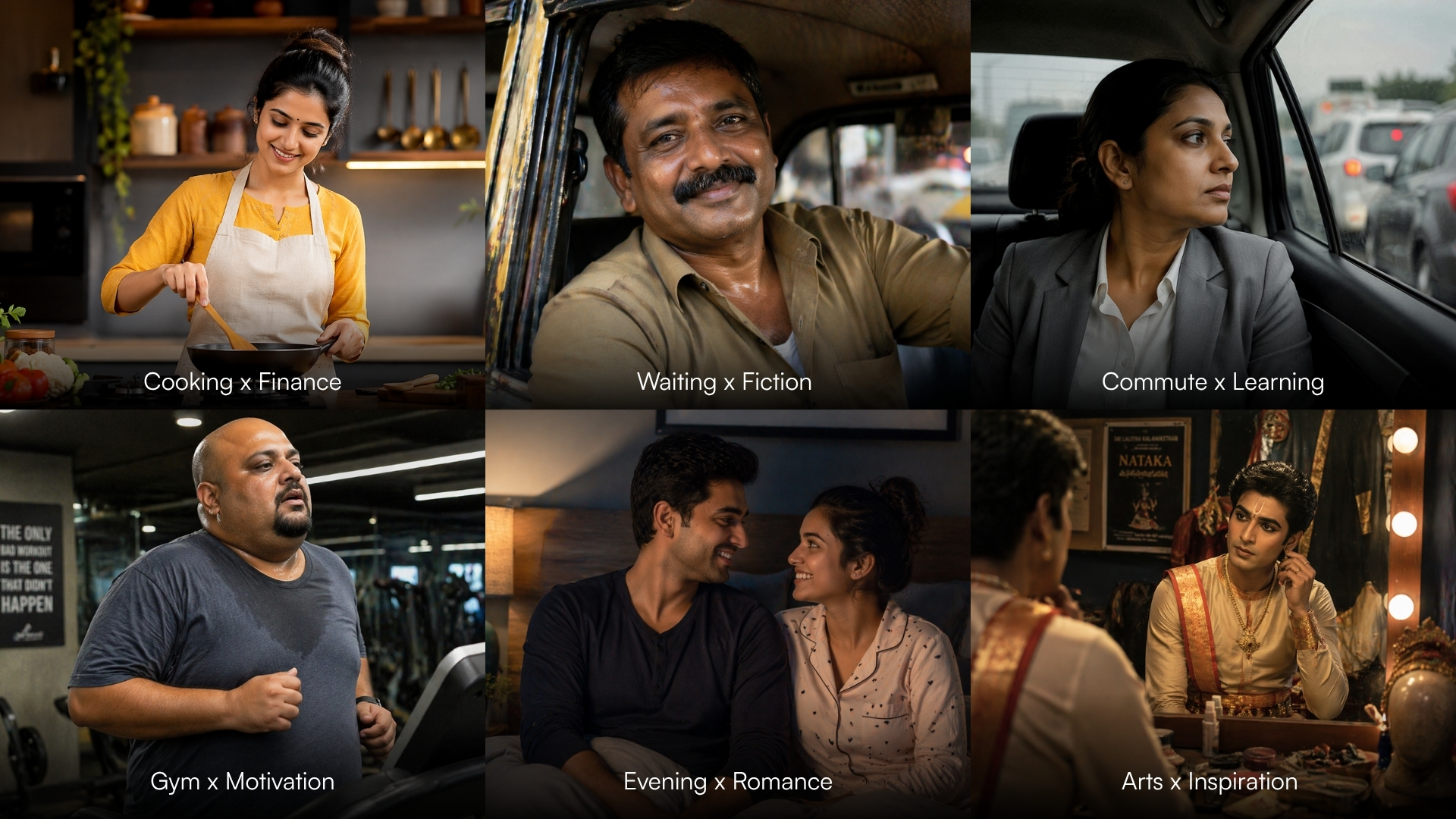 A collage of listening moments — the brand interacting across contexts